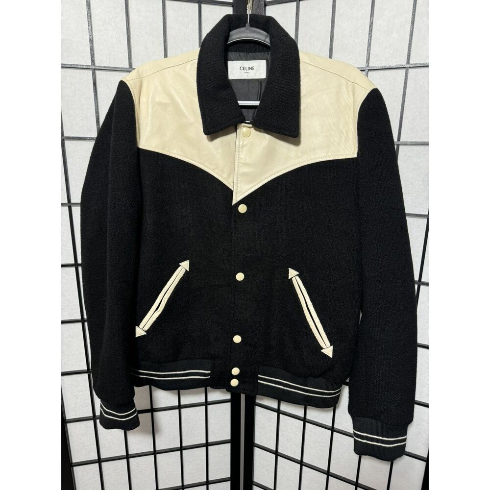 Celine Two-Tone Black and Cream Varsity Jacket